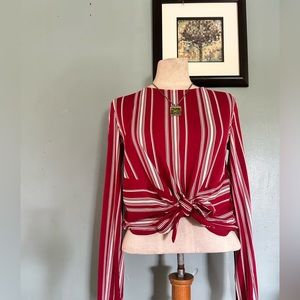 Red and white long sleeve Forever 21 Blouse
